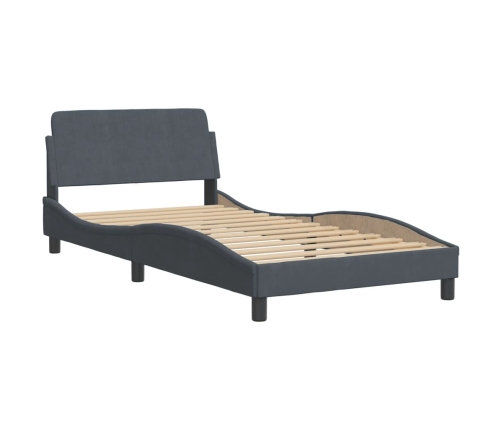 Estructura cama con cabecero terciopelo gris oscuro 100x200 cm