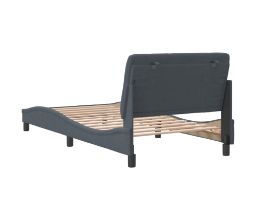 Estructura cama con cabecero terciopelo gris oscuro 100x200 cm