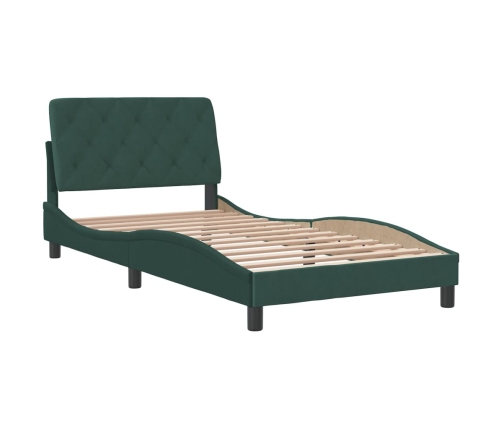 Estructura cama sin colchón terciopelo verde oscuro 100x200 cm