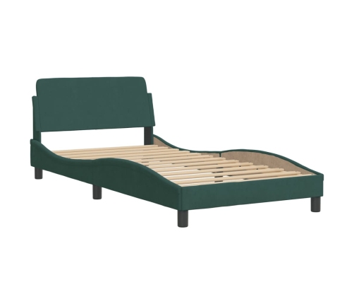 Estructura cama sin colchón terciopelo verde oscuro 100x200 cm