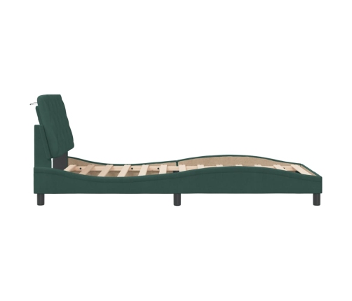 Estructura cama sin colchón terciopelo verde oscuro 100x200 cm