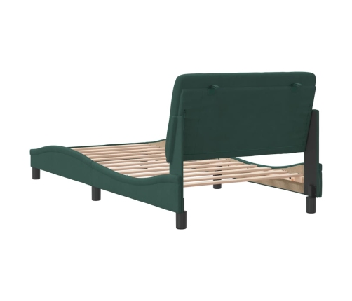 Estructura cama sin colchón terciopelo verde oscuro 100x200 cm