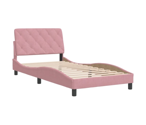 Estructura de cama sin colchón terciopelo rosa 100x200 cm