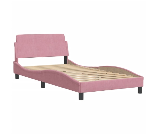 Estructura de cama sin colchón terciopelo rosa 100x200 cm