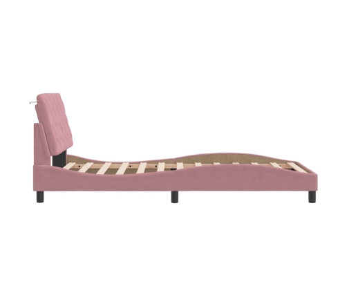 Estructura de cama sin colchón terciopelo rosa 100x200 cm