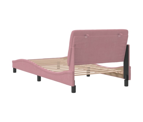 Estructura de cama sin colchón terciopelo rosa 100x200 cm