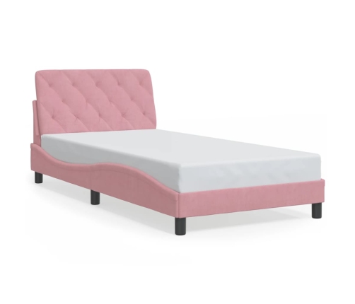 Estructura de cama sin colchón terciopelo rosa 100x200 cm