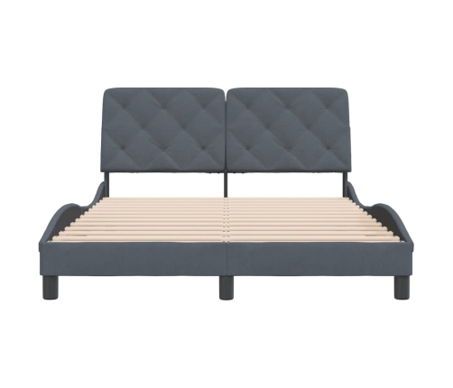 Estructura cama con cabecero terciopelo gris oscuro 120x200 cm