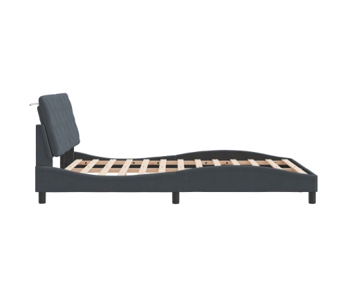 Estructura cama con cabecero terciopelo gris oscuro 120x200 cm