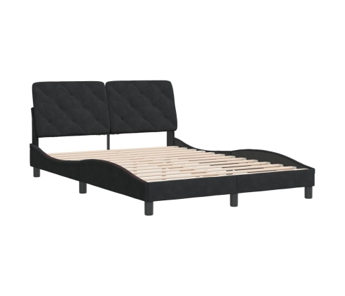Estructura de cama sin colchón terciopelo negro 120x200 cm