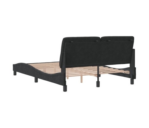 Estructura de cama sin colchón terciopelo negro 120x200 cm