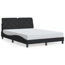 Estructura de cama sin colchón terciopelo negro 120x200 cm