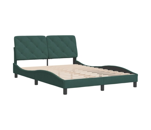 Estructura cama con cabecero terciopelo verde oscuro 120x200 cm