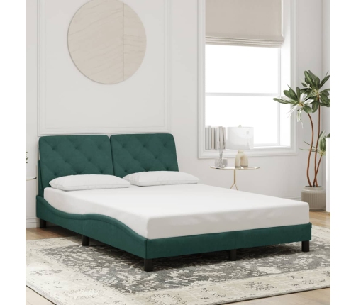 Estructura cama con cabecero terciopelo verde oscuro 120x200 cm