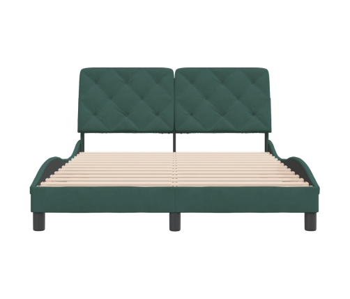 Estructura cama sin colchón terciopelo verde oscuro 120x200 cm