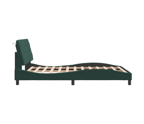 Estructura cama sin colchón terciopelo verde oscuro 120x200 cm