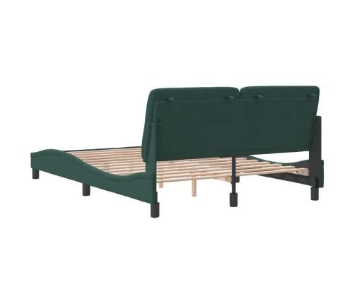 Estructura cama con cabecero terciopelo verde oscuro 120x200 cm