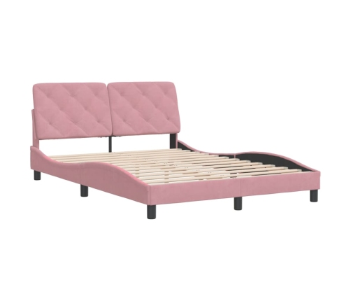 Estructura de cama sin colchón terciopelo rosa 120x200 cm