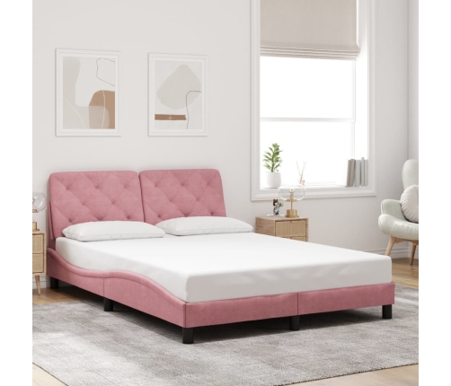 Estructura de cama sin colchón terciopelo rosa 120x200 cm