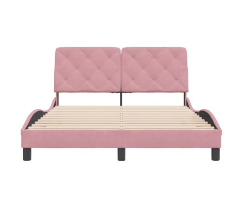 Estructura de cama sin colchón terciopelo rosa 120x200 cm