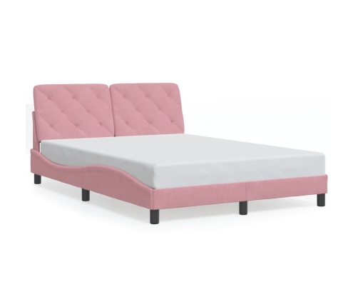 Estructura de cama sin colchón terciopelo rosa 120x200 cm