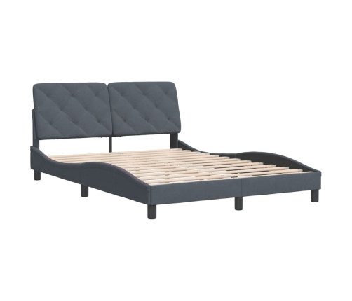 Estructura de cama sin colchón terciopelo gris oscuro 140x190cm