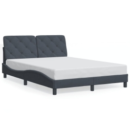 Estructura de cama sin colchón terciopelo gris oscuro 140x190cm