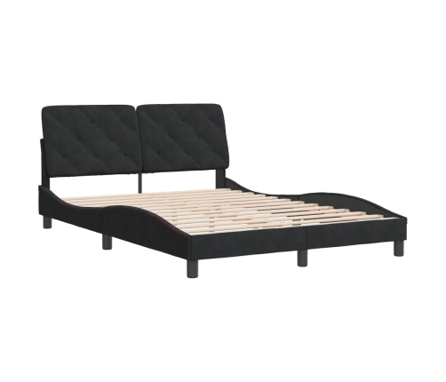 Estructura de cama sin colchón terciopelo negro 140x190 cm