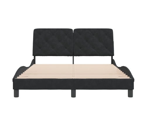 Estructura de cama sin colchón terciopelo negro 140x190 cm