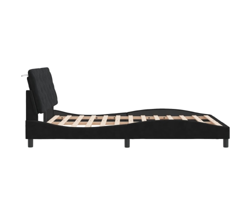 Estructura de cama sin colchón terciopelo negro 140x190 cm