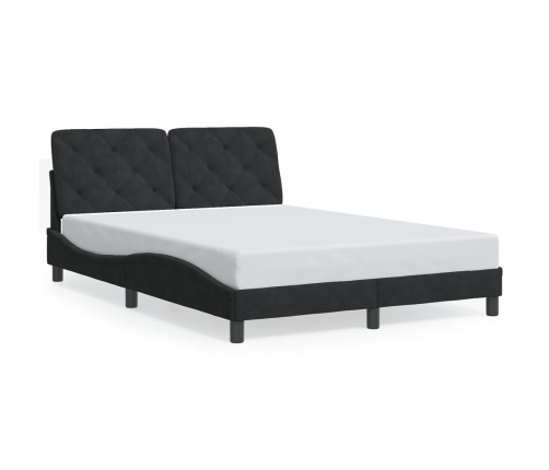 Estructura de cama sin colchón terciopelo negro 140x190 cm