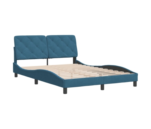 Estructura de cama con cabecero terciopelo azul 140x190 cm