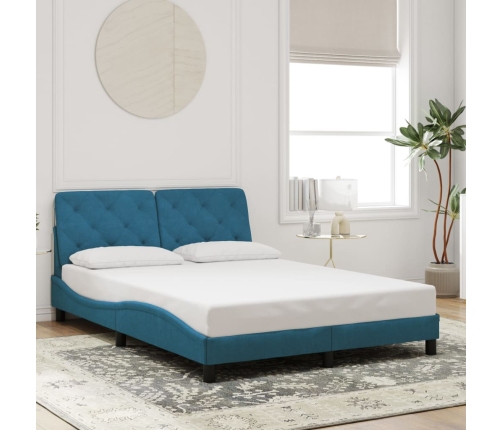 Estructura de cama con cabecero terciopelo azul 140x190 cm