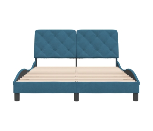 Estructura de cama con cabecero terciopelo azul 140x190 cm