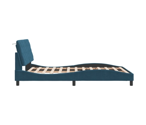 Estructura de cama con cabecero terciopelo azul 140x190 cm