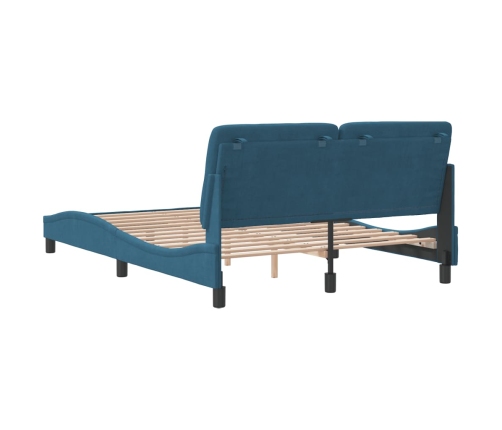 Estructura de cama con cabecero terciopelo azul 140x190 cm