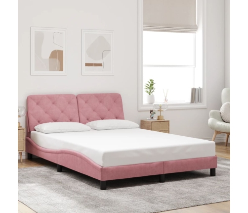 Estructura de cama sin colchón terciopelo rosa 140x190 cm