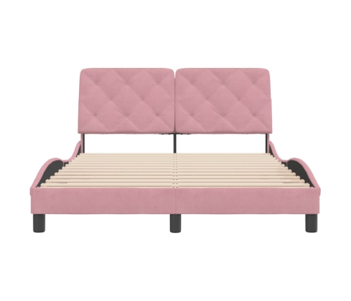 Estructura de cama sin colchón terciopelo rosa 140x190 cm