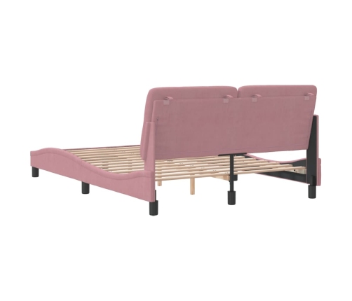 Estructura de cama sin colchón terciopelo rosa 140x190 cm