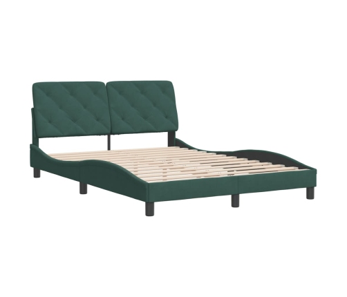 Estructura cama sin colchón terciopelo verde oscuro 140x200 cm