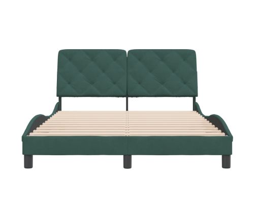 Estructura cama sin colchón terciopelo verde oscuro 140x200 cm