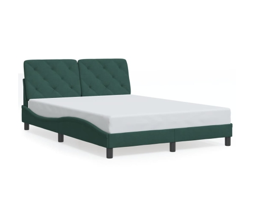 Estructura cama sin colchón terciopelo verde oscuro 140x200 cm