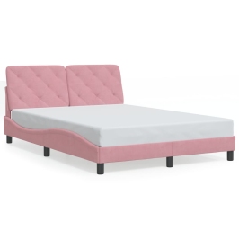 Estructura de cama sin colchón terciopelo rosa 140x200 cm