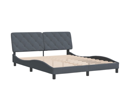 Estructura de cama sin colchón terciopelo gris oscuro 160x200cm