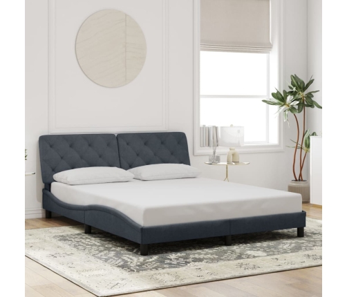 Estructura de cama sin colchón terciopelo gris oscuro 160x200cm
