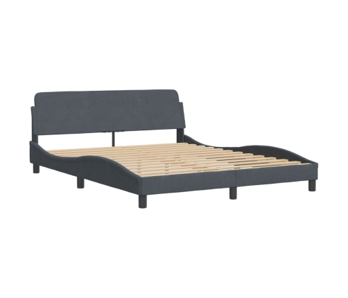 Estructura de cama sin colchón terciopelo gris oscuro 160x200cm