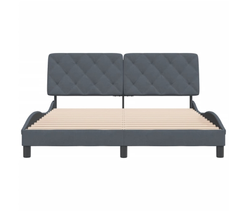 Estructura de cama sin colchón terciopelo gris oscuro 160x200cm