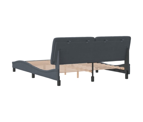 Estructura de cama sin colchón terciopelo gris oscuro 160x200cm