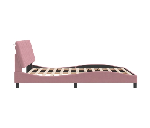 Estructura de cama con cabecero de terciopelo rosa 160x200 cm