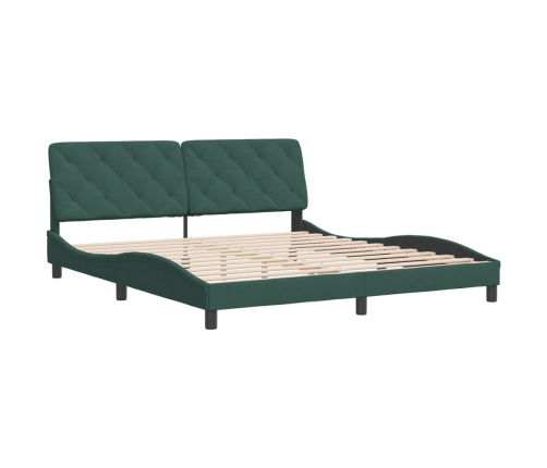 Estructura cama sin colchón terciopelo verde oscuro 180x200 cm